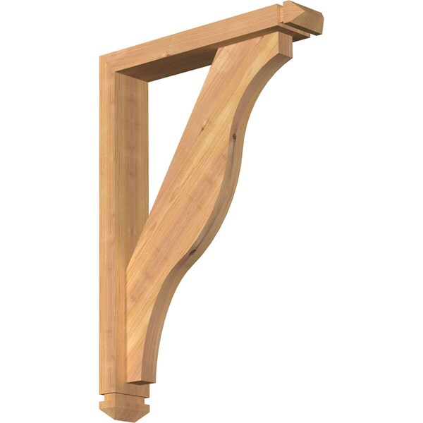 Ekena Millwork Funston Arts and Crafts Smooth Bracket w/ Offset Brace, Western Red Cedar, 3 1/2"W x 18"D x 26"H BKT0402X18X26FST03SWR - main